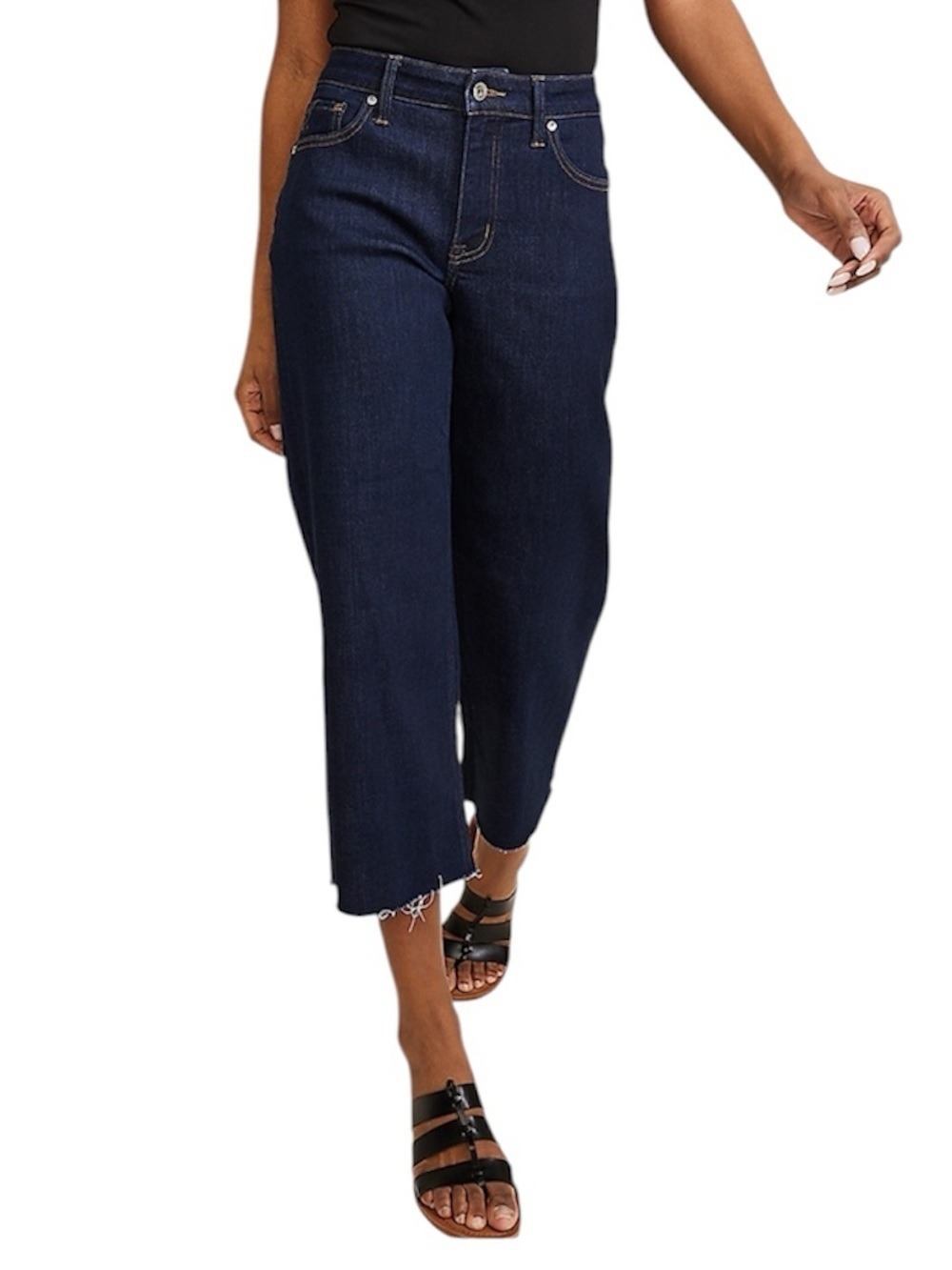 edgely by Maurices Original Fit High Rise Wide Leg Crop Raw Hem Jeans Size 4